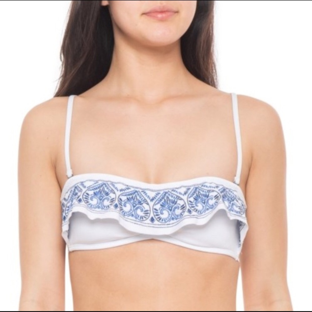 New With Tags Roxy Ruffle Bandeau Swimsuit Top